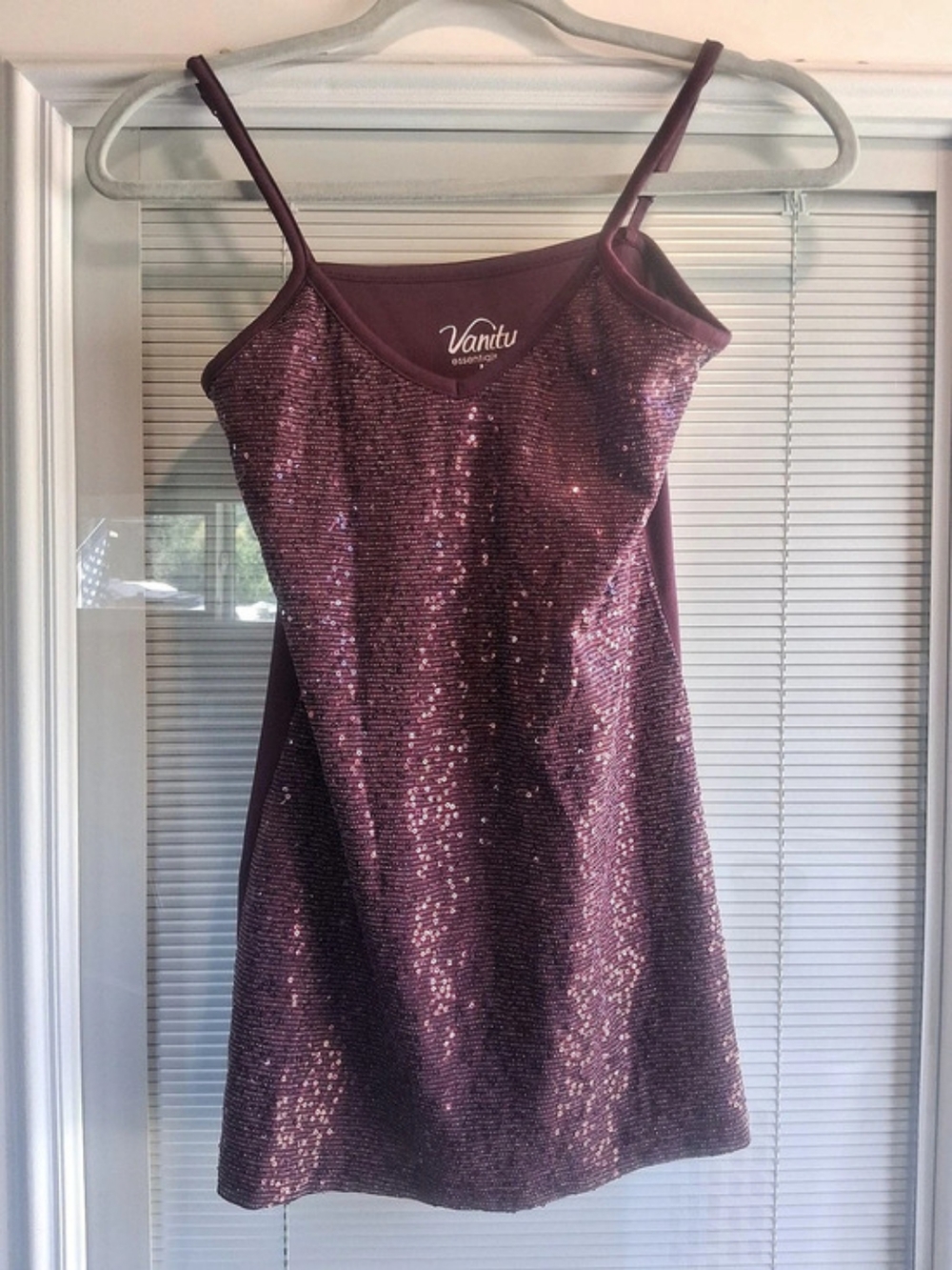 Vanity Sequin Spagetti Strap In Purple Size Medium